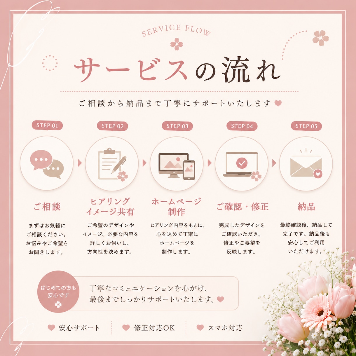 女性向けのおしゃれなHP制作します やさしく高見えするデザインで初心者の方も安心 イメージ2