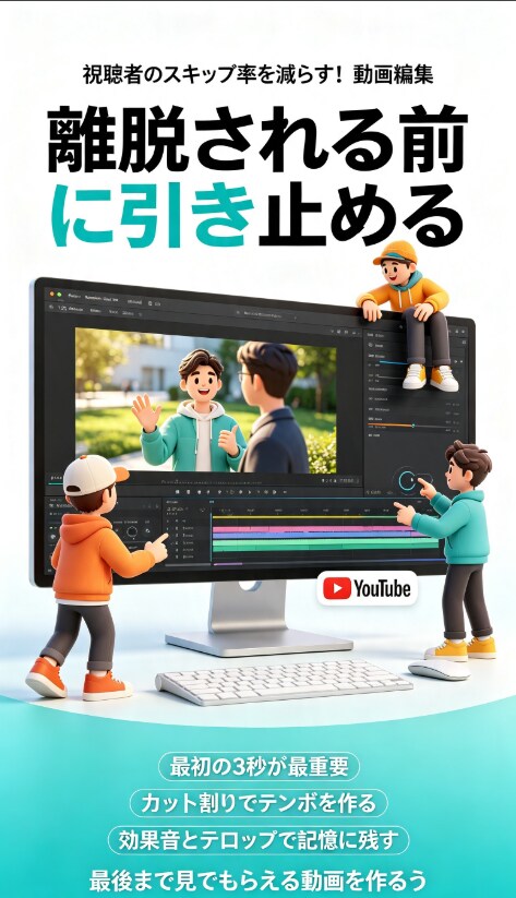 YouTube･インスタなどの動画編集承ります SNSのアルゴリズムを利用し、スキップ率を低める動画編集！ イメージ1