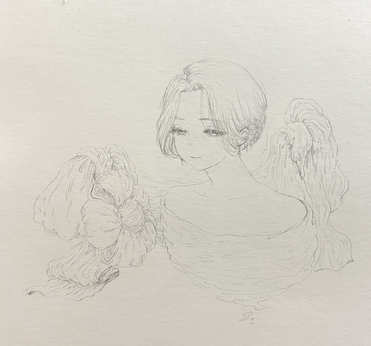 儚い線で、儚い女の子描きます 芸術学部卒が線画にて、柔らかく繊細な人物画を作成します！ イメージ5