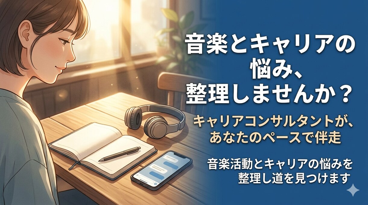 音楽活動とキャリアの悩みを整理し道を見つけます あなたのペースで。チャット形式であなたらしい未来の軸を整える イメージ1