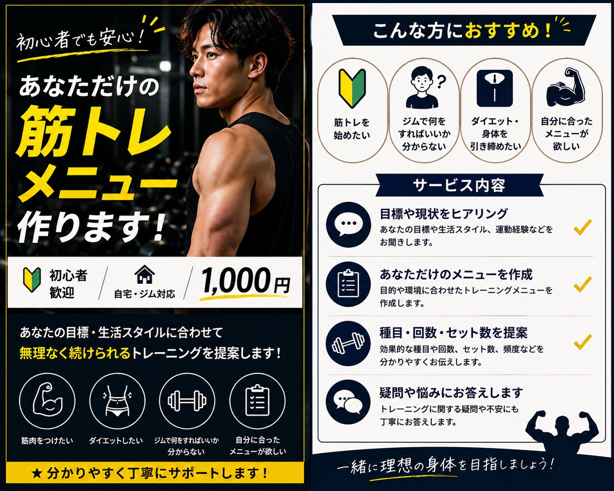 あなたの筋トレでのお悩み解決いたします 初心者でも継続しやすい筋トレを提案いたします。 イメージ1