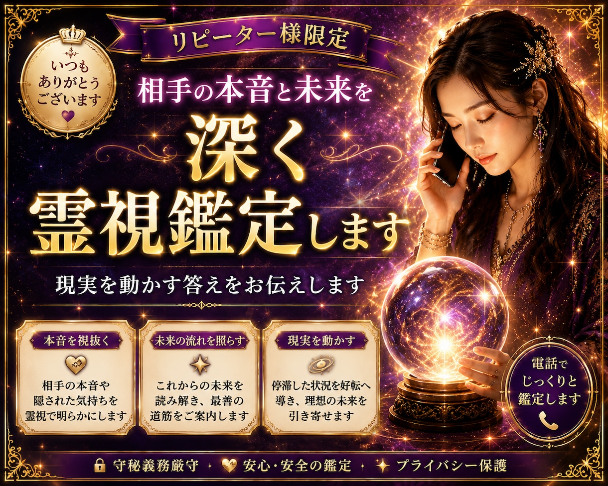 相手の本音と未来を深く霊視鑑定します 今の流れ、このままで本当に大丈夫ですか？ イメージ1