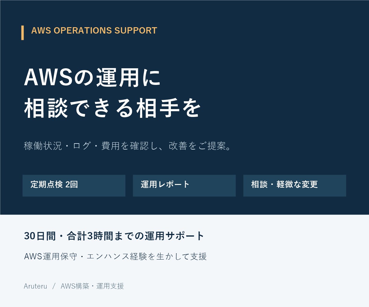 AWSの定期点検と運用改善を支援します 30日単位でログ・費用・稼働状況を確認し改善提案 イメージ1