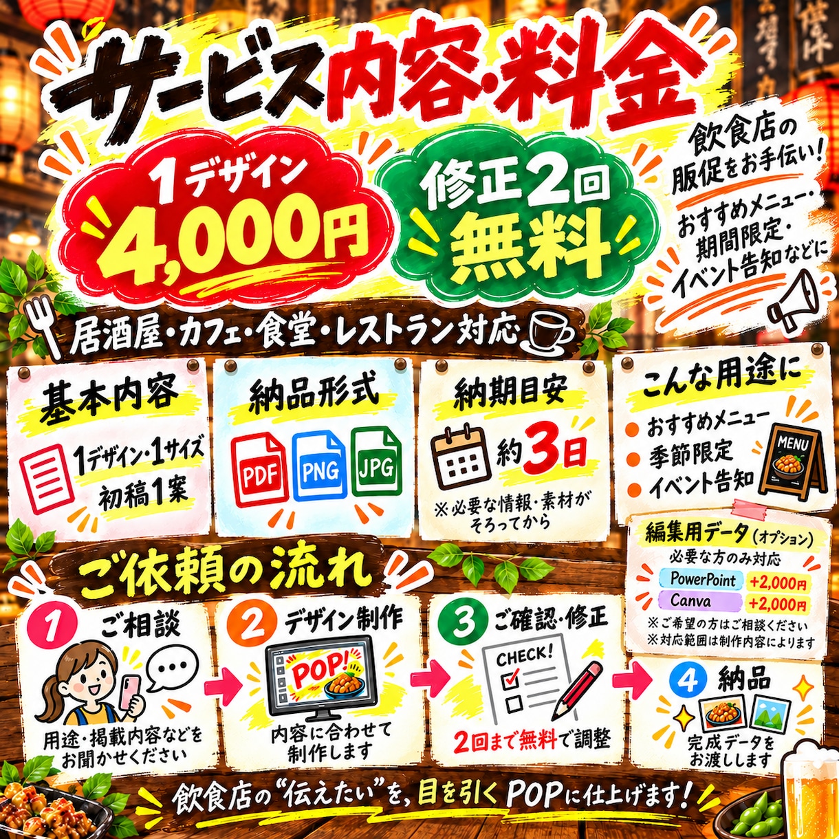 飲食店のPOP・店内ポスターを制作します 忙しいお店のPOP作りをお手伝い！おすすめを魅力的に イメージ5