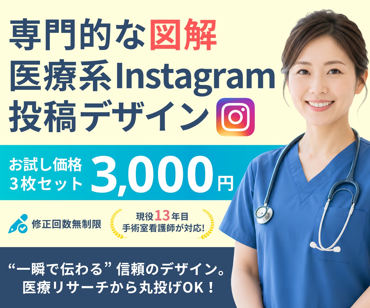 現役看護師が医療系インスタ投稿をデザインします 13年目手術室看護師が監修！正確な伝わる図解を修正無制限で。 イメージ1