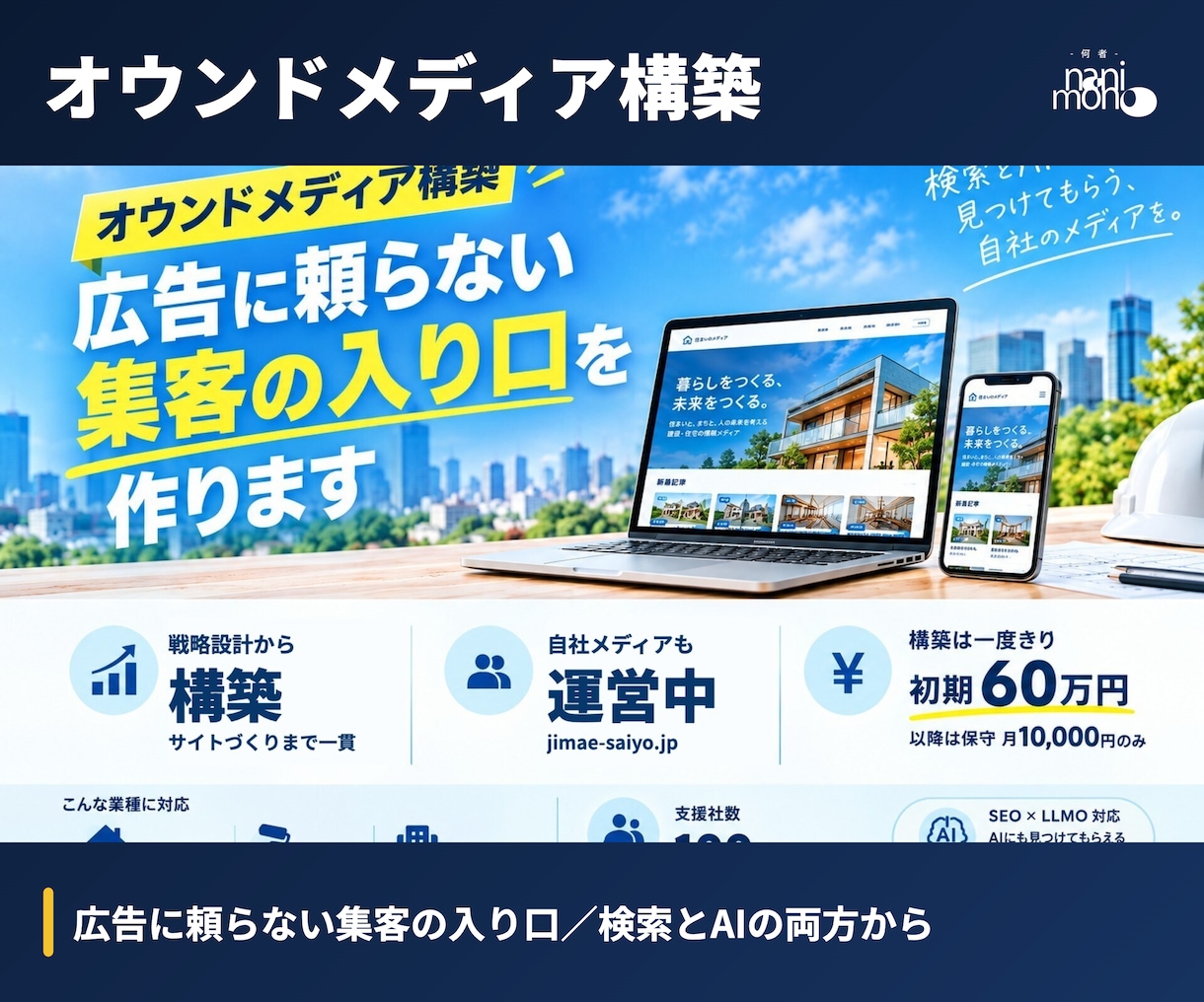 集客専用のオウンドメディアを構築します 広告に頼らない集客の入り口／検索とAIの両方から イメージ1