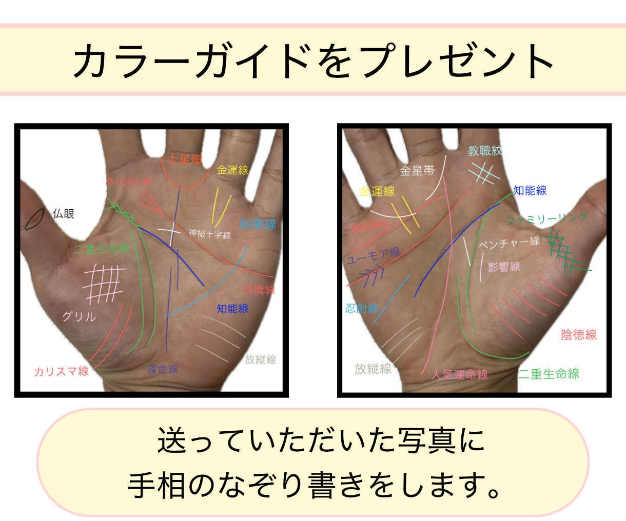120冊超研究☆手相の専門家がこってり占います 1万文字/翌日お届け/写真に手相をなぞり書きしてプレゼント！ イメージ4