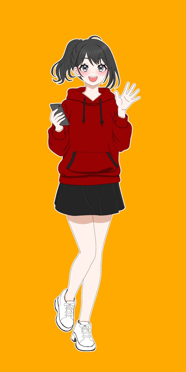 著作権込で立ち絵販売致します IRIAM対応元気系ポニーテールパーカーミニスカート女子 イメージ2