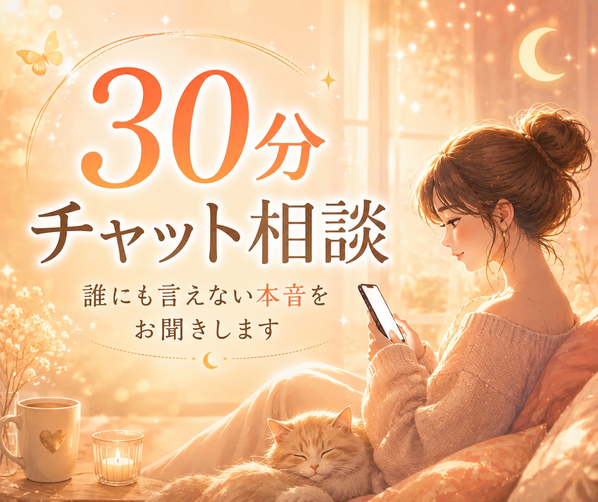 30分チャット｜誰にも言えない本音をお聞きします 電話は苦手…でも今すぐ誰かに聞いてほしい時に イメージ1