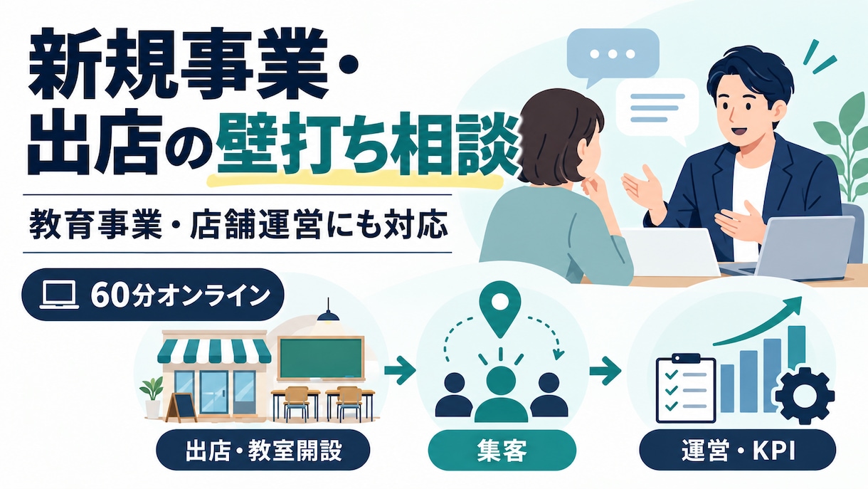 新規事業・出店・店舗運営の壁打ち相談に乗ります 出店エリア・物件選びから開業、集客、運営まで整理 イメージ1