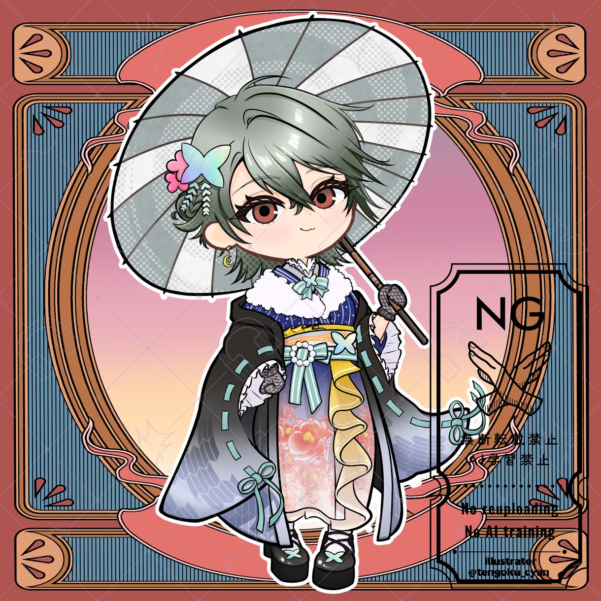 商用利用可！【大正ロマン着物】ミニキャラを描きます ライバー活動をお手伝い！配信/パネル開け/アイコン/グッズ イメージ8