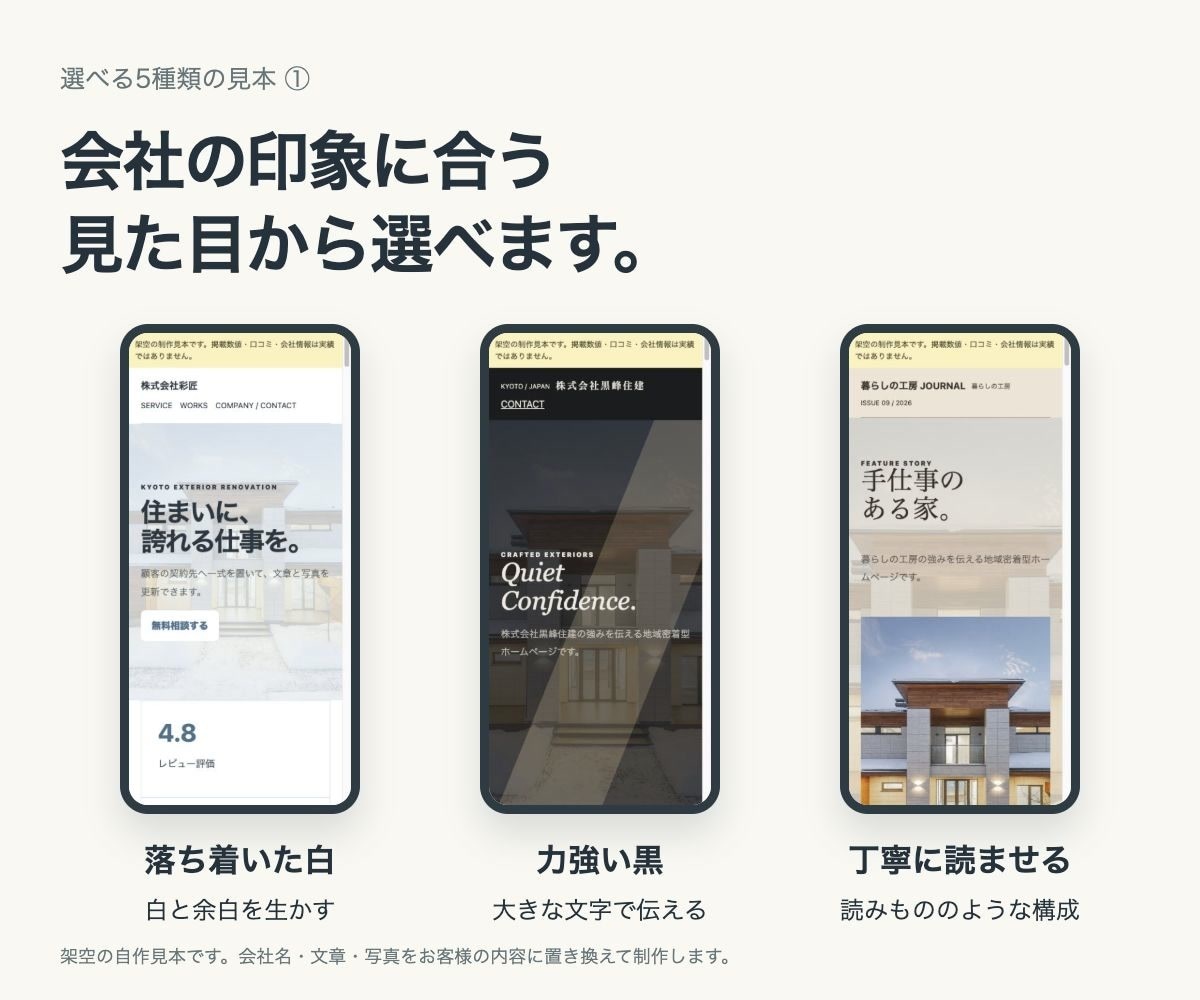 自社で更新できる企業ホームページを制作します ５種類から選べる｜文章と写真を自社で更新 イメージ2