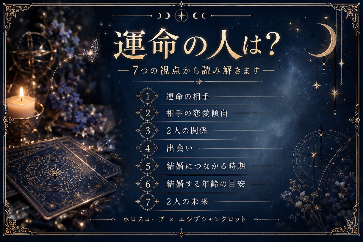 運命の人の特徴・出会いの時期を鑑定します ホロスコープ×エジプシャンタロットで鑑定 イメージ2