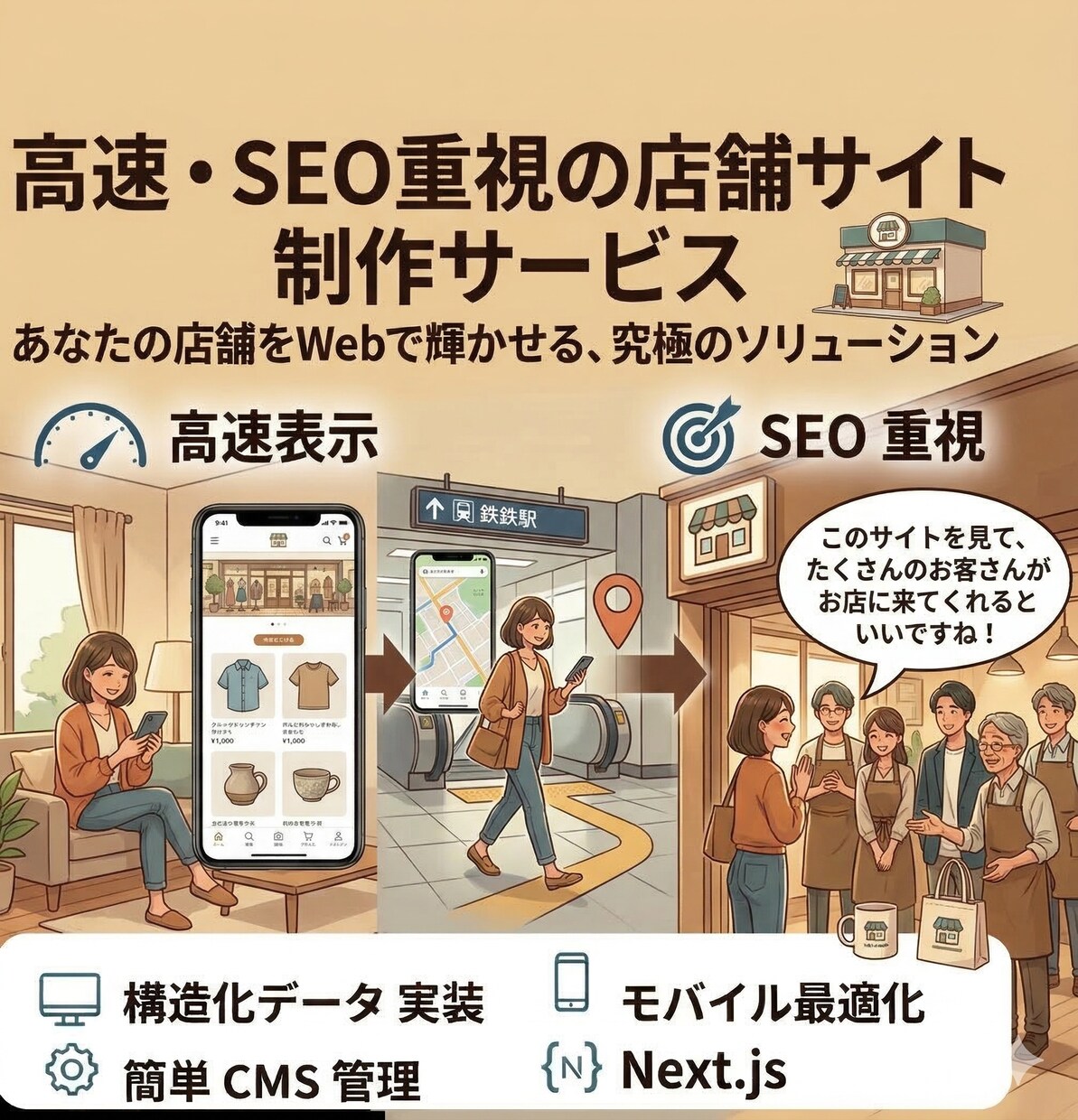 高速・SEO重視の店舗サイト作ります 表示速度とSEOを意識して制作 イメージ1