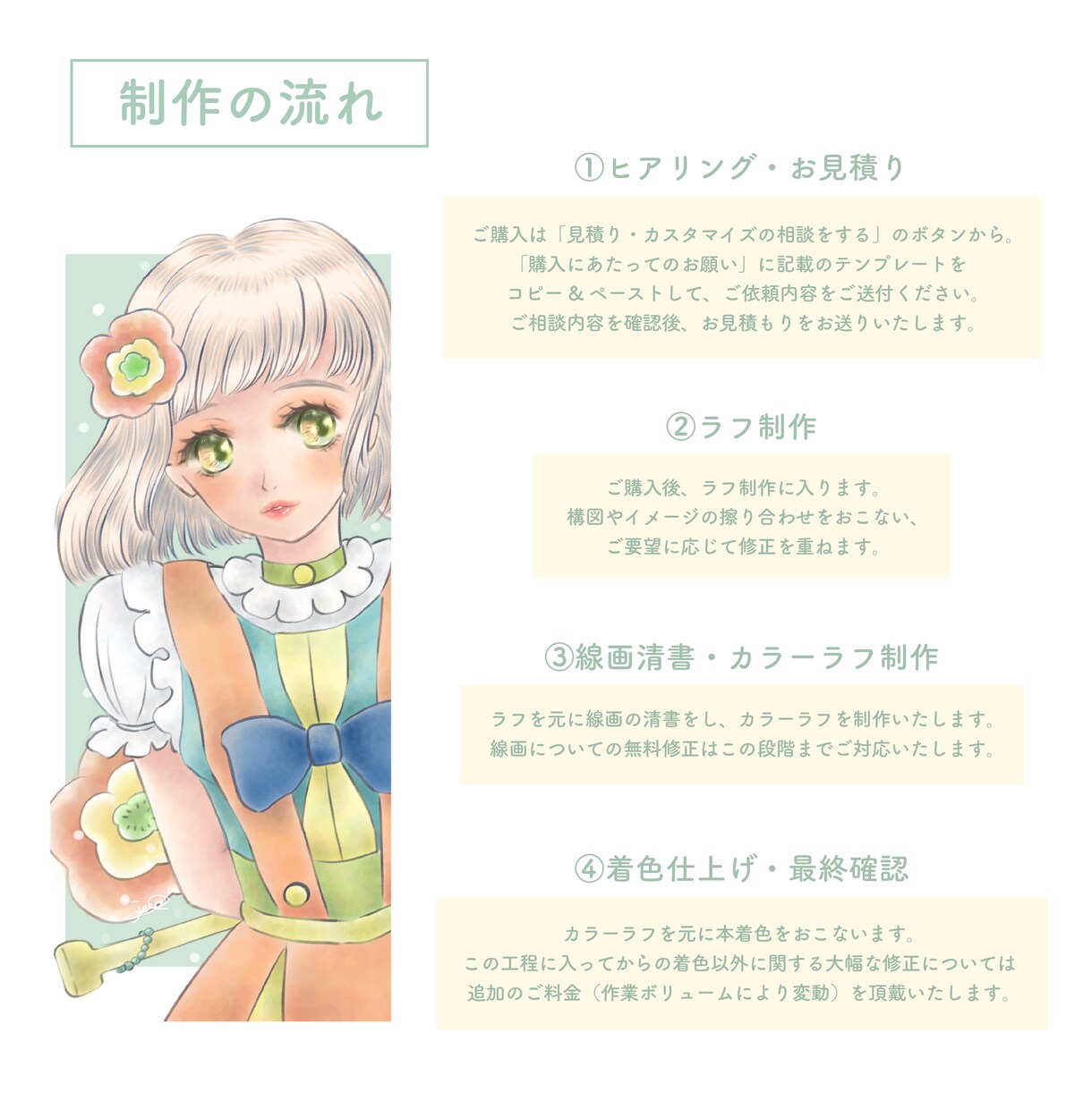 お人形みたいなキラキラな女の子描きます サービス開始記念☆10件目までの特別価格！ イメージ7