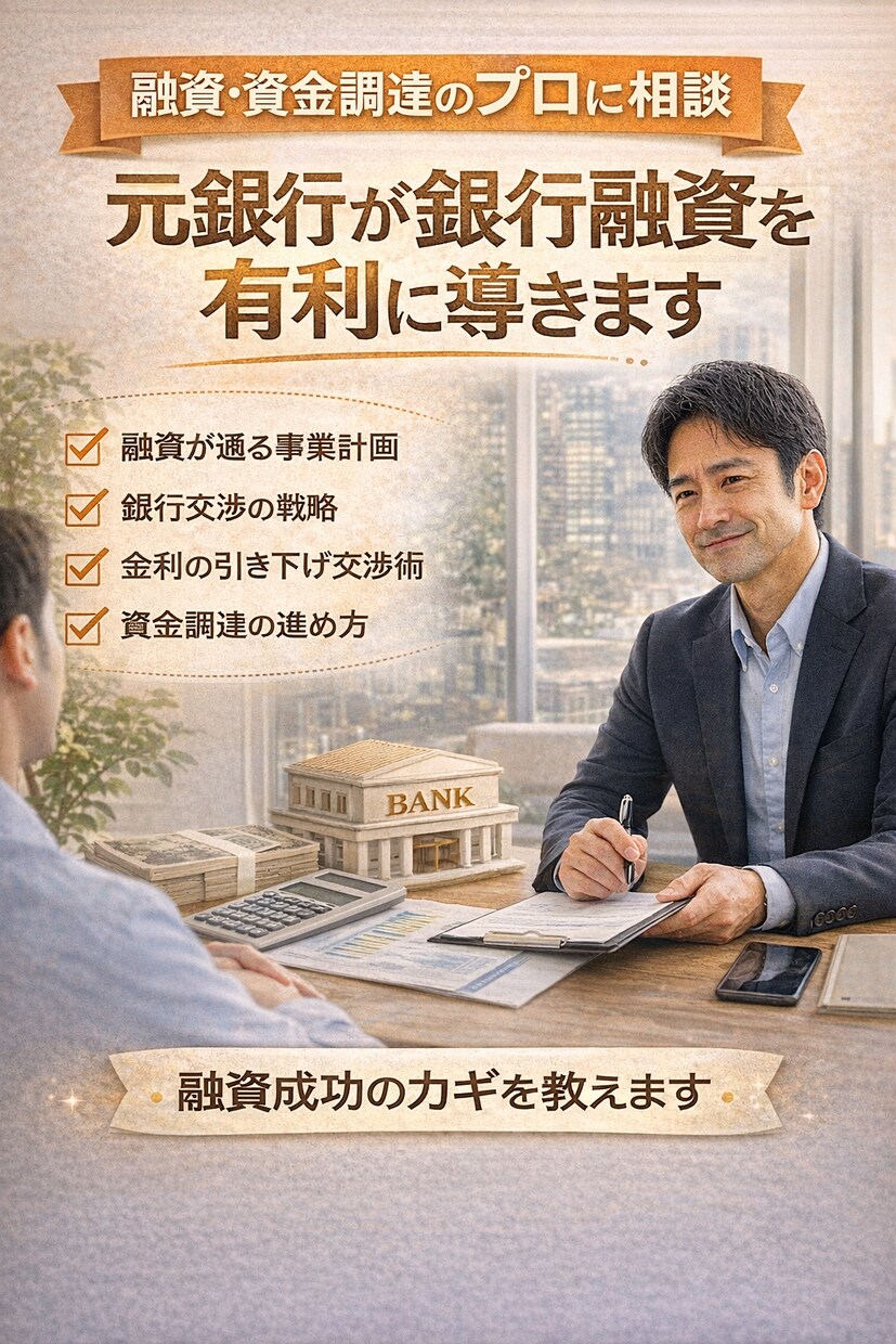 先着5名限定価格　銀行融資・資金調達相談します 元銀行員20年｜通る事業計画と銀行対策を具体的にアドバイス イメージ1