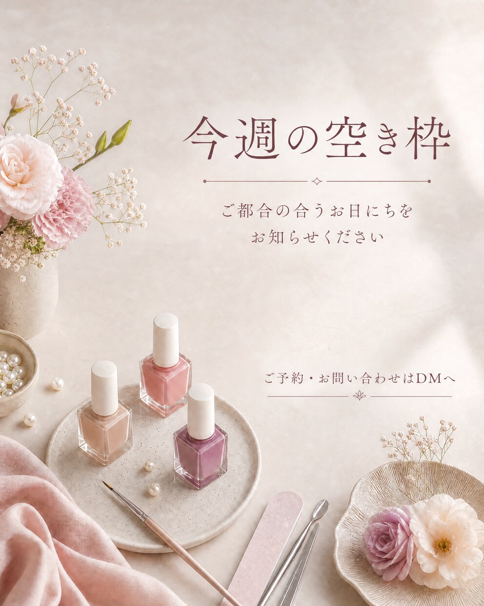 ネイルサロン向けインスタ投稿用の画像を販売します 予約案内・定額デザイン・空き枠告知をすぐ作れる素材セット イメージ3