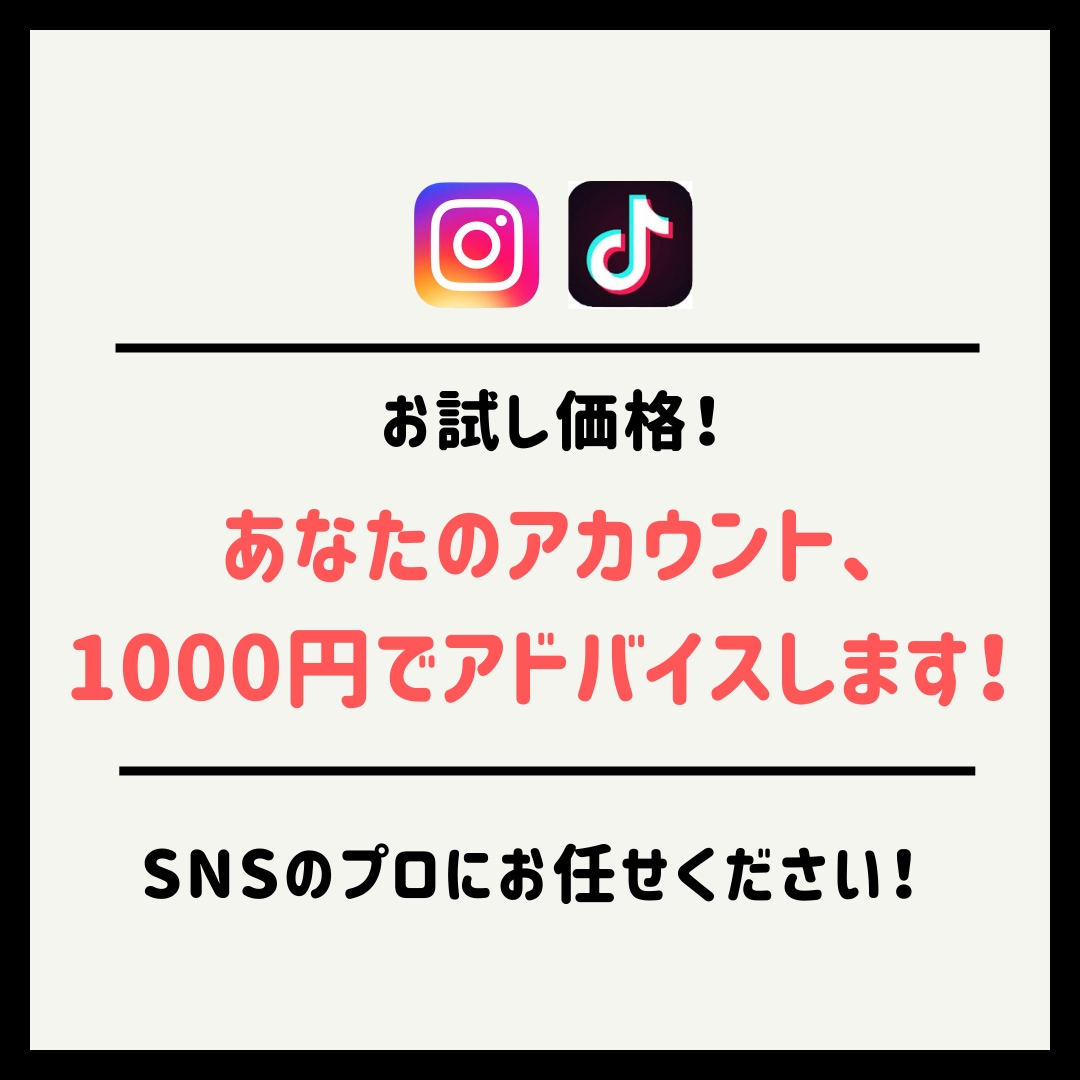 あなたのアカウント、アドバイスします 3月までのお試し価格！SNSのプロが本格アドバイス！ イメージ1
