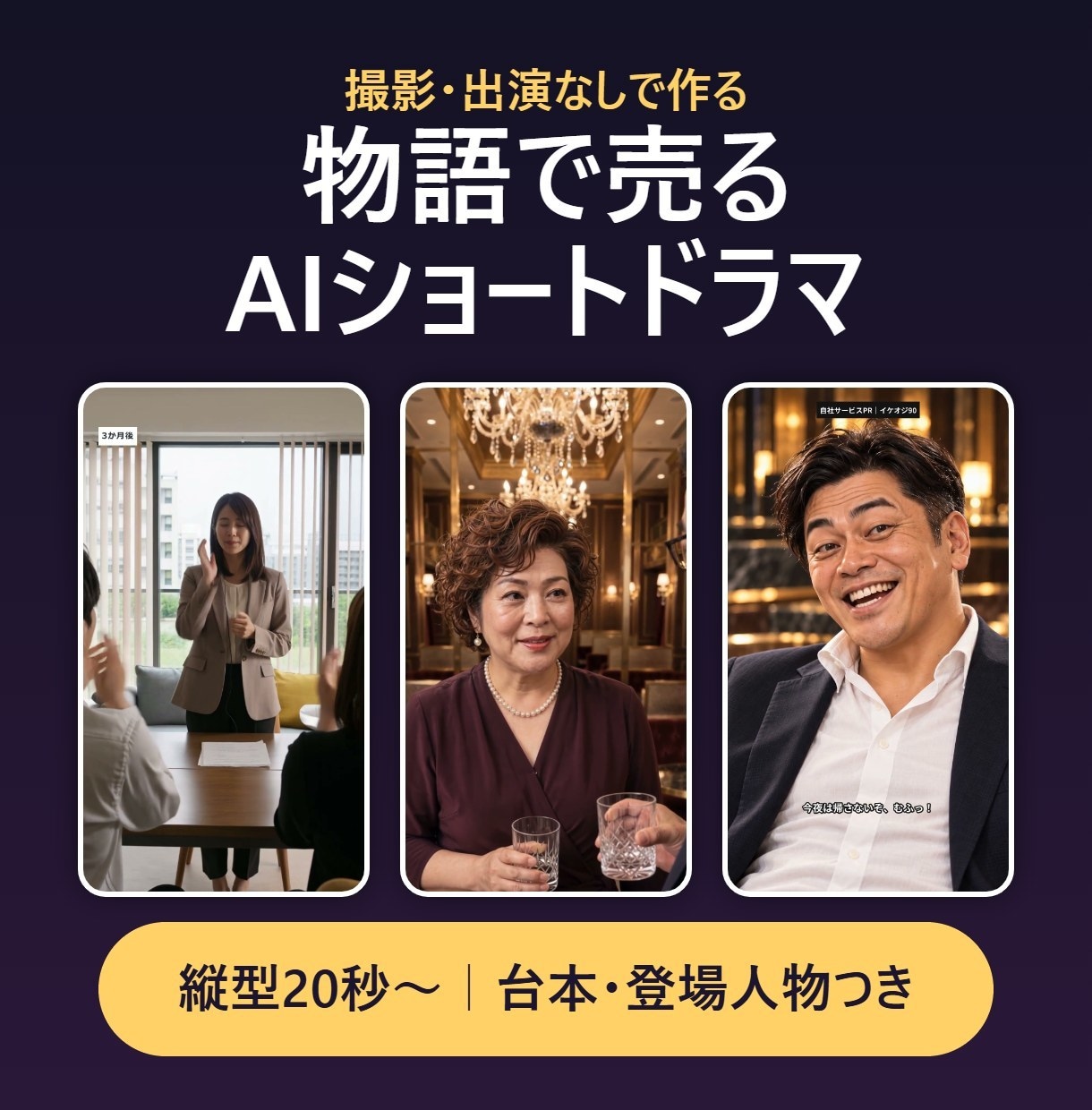 物語で売る！AI縦型ショートドラマを制作します 登場人物と台本つき。撮影・出演なしで集客や広告に使えます イメージ1