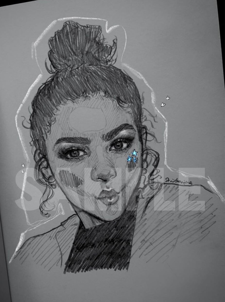 鉛筆画をデジタルで加工した似顔絵描きます SNSのアイコンやプレゼントに！ イメージ2