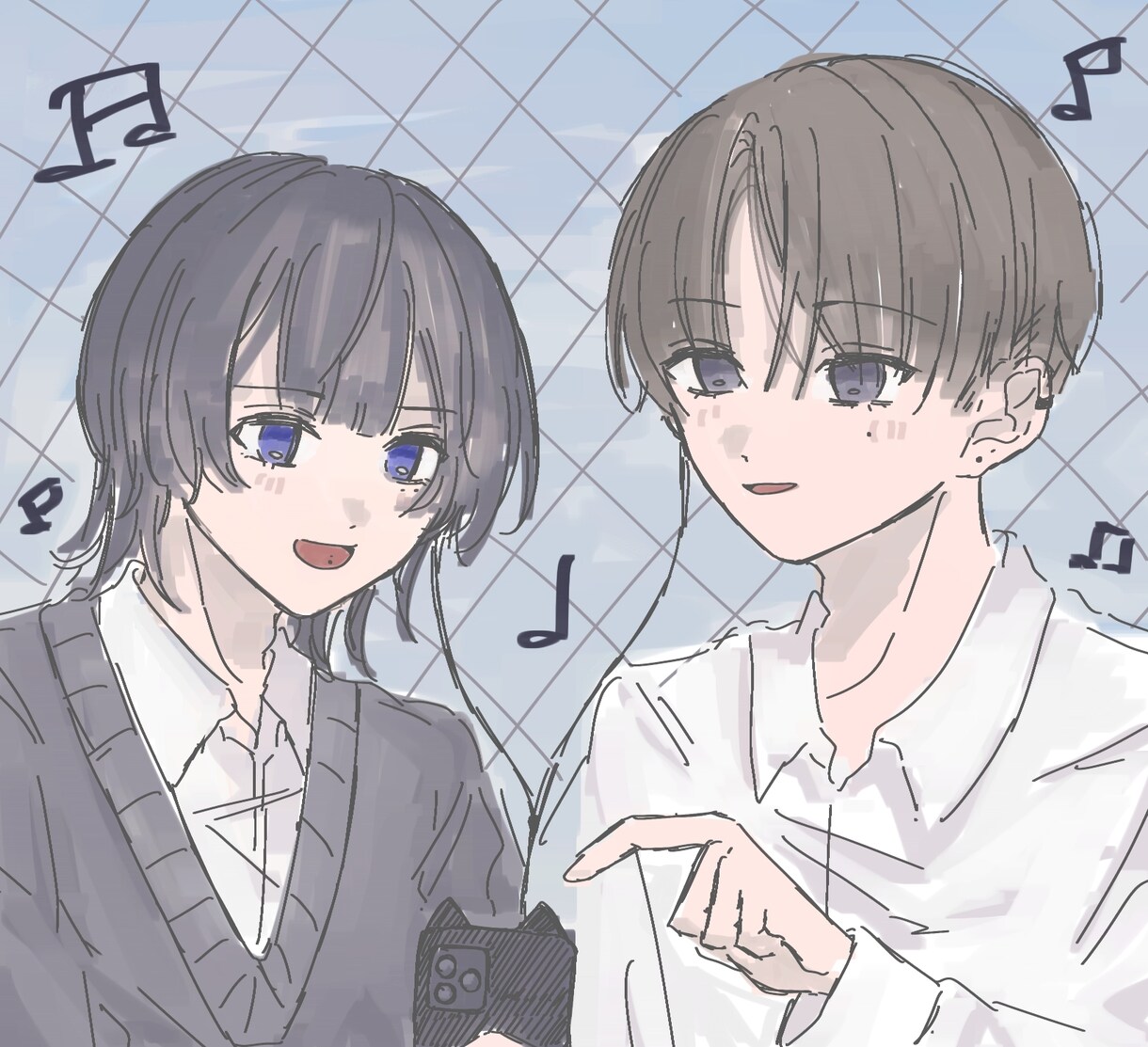 アイコンにできるサイズの似顔絵やイラストを描きます ラクガキっぽい描き方で可愛いアイコンイラストお作りします♡ イメージ2