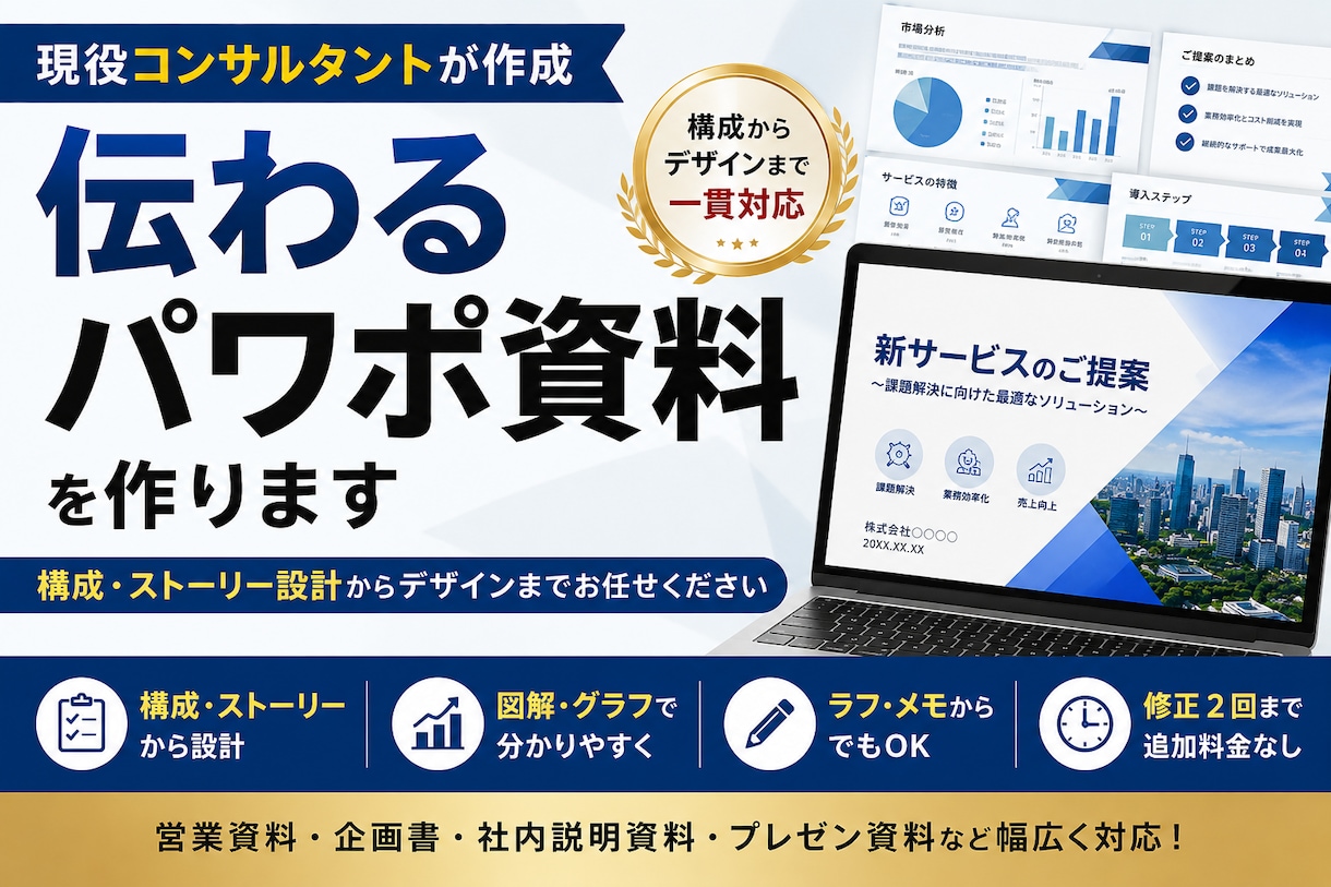 現役コンサルが伝わるパワポ資料を作ります 構成からデザインまで、伝わる資料に仕上げます イメージ1