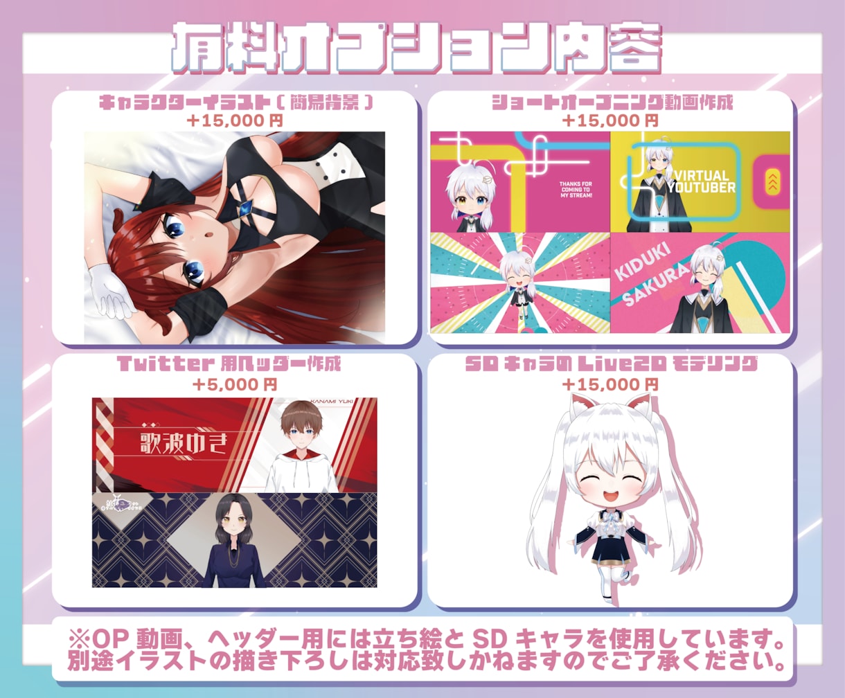 プロがVtuberデビューに必要な全てを制作します セット内容カスタム可能！高クオリティで年内納品可能です！ イメージ7