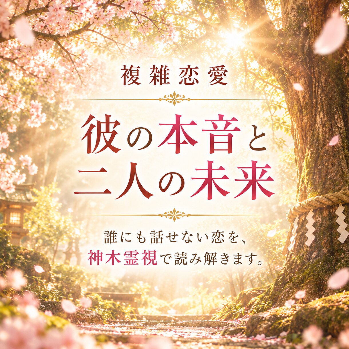 複雑恋愛｜神木霊視で彼の本音と未来を視ます 誰にも話せない恋。彼の本音と二人の未来をお伝えします イメージ1