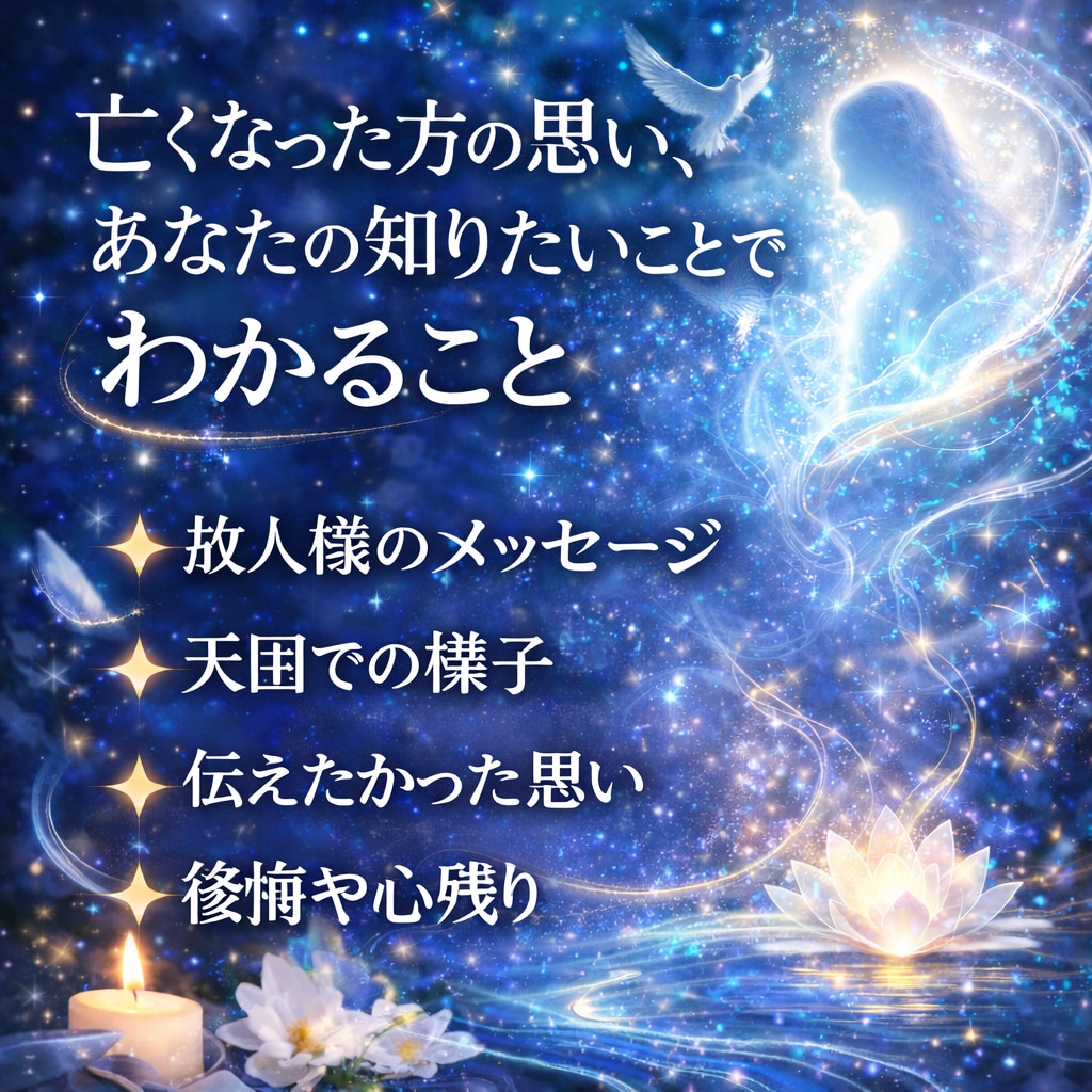亡くなった方の魂と繋がり、メッセージを伝えます あの人(故人)は、どう思っているか。あなたの悲しみ癒します イメージ2