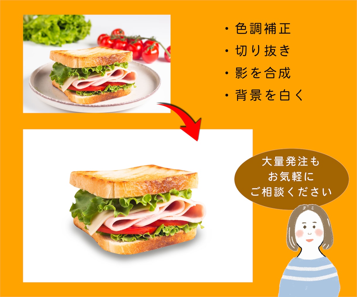 食べ物の写真をより“おいしそう♪”に加工します SNSやHP、チラシなどの販売促進にご活用ください！ イメージ3