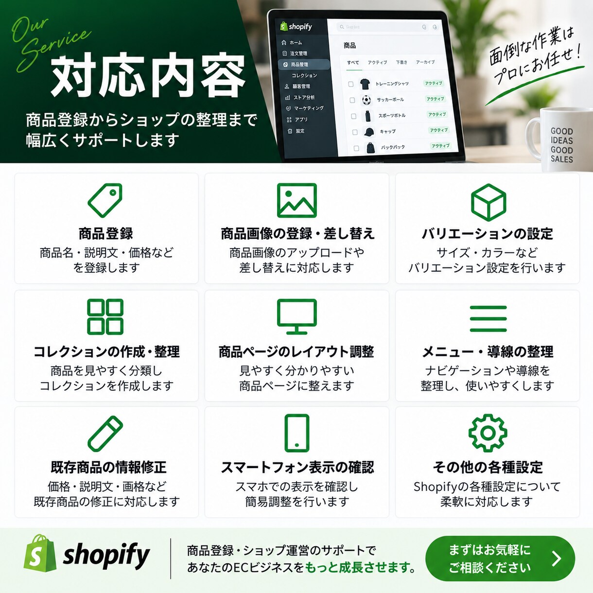 Shopifyの商品登録・EC運営を代行します 商品登録からコレクション・ショップ整理まで対応 イメージ3