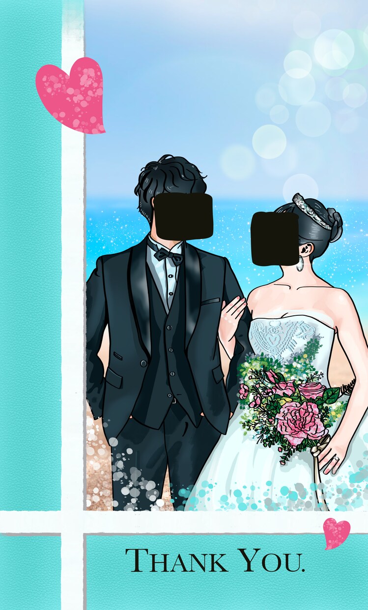 結婚式の御記念に素敵な似顔絵を描かせていただきます 思い出に残る結婚式のお手伝いをさせてください;) イメージ3