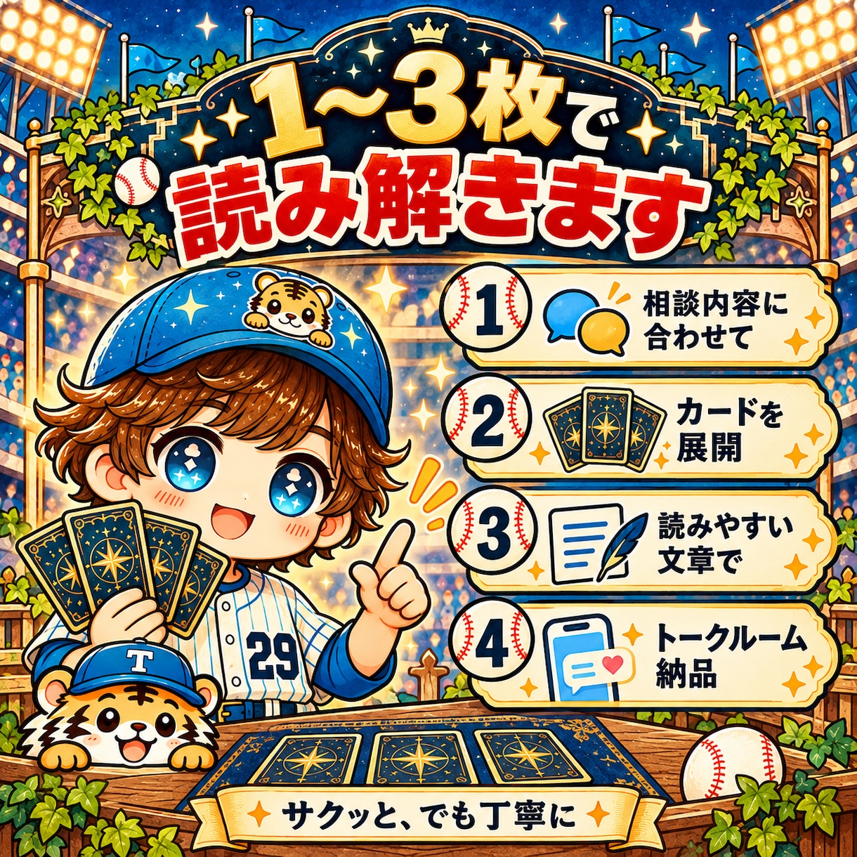 タロット占いで恋愛・仕事・人間関係の悩みを占います ⚾️ 虎次郎の占いスタジアム｜500円から気軽に作戦会議❗️ イメージ5
