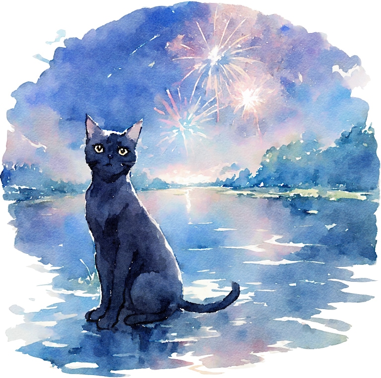 黒猫＋〇〇テーマの水彩風イラストを描きます 可愛らしく、やさしい雰囲気のイラストをお届けします！ イメージ1