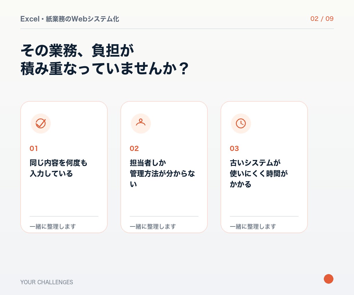 Excel・紙業務をWebシステム化します 現場の作業を整理し、小さく使える形から始めます イメージ2
