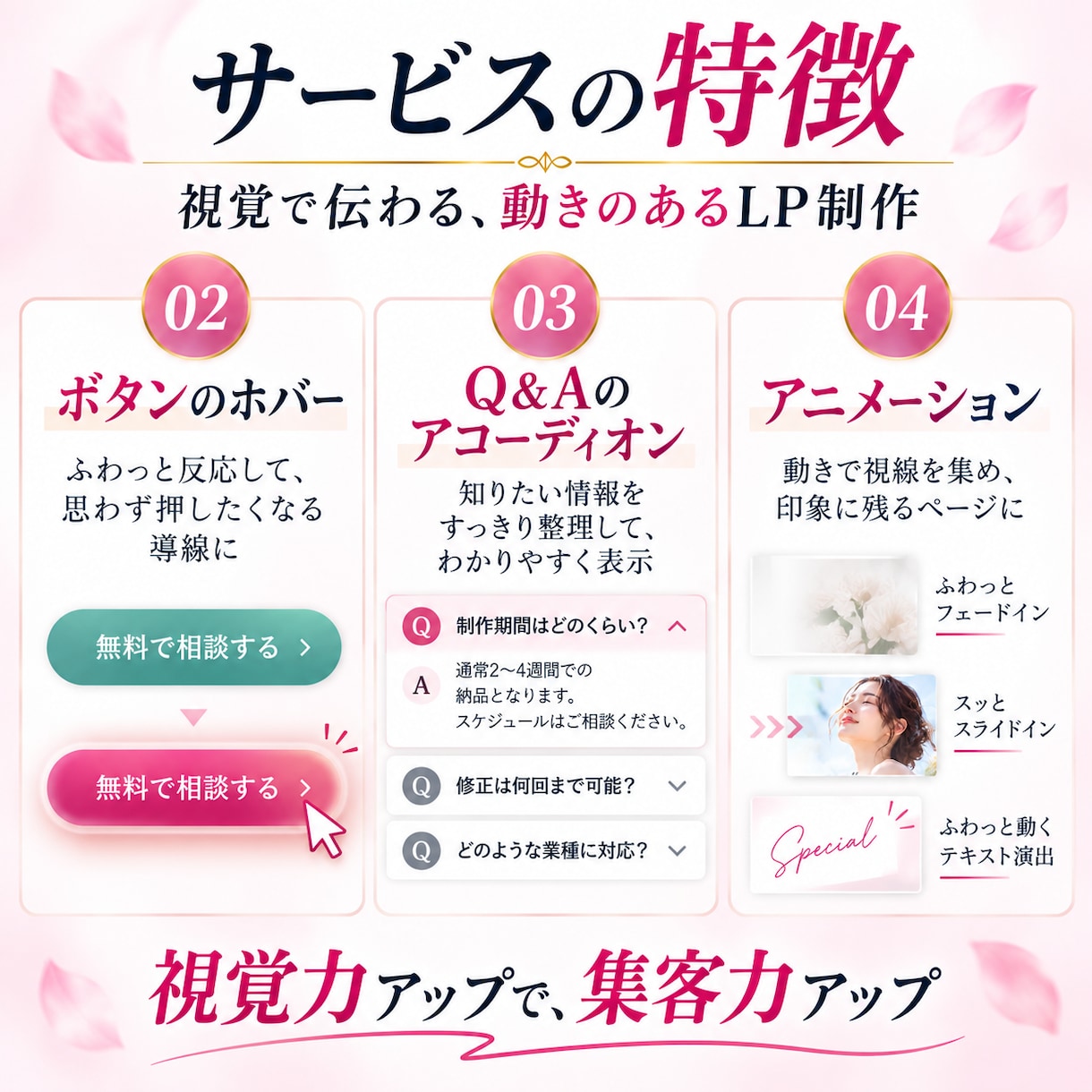 LP制作！プロのデザイナー集客魅せるデザインします ⭐︎完全オリジナル⭐︎予約や注文の入るHPランディングページ イメージ2