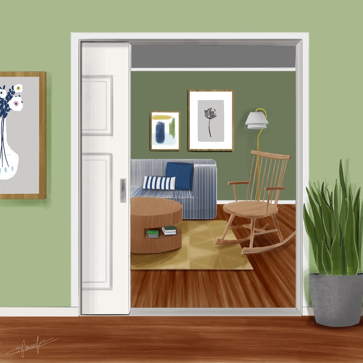 やさしい手描き風インテリアパースをお届けします 手描き風で温かみのあるパースをご希望に合わせて描きます。 イメージ5
