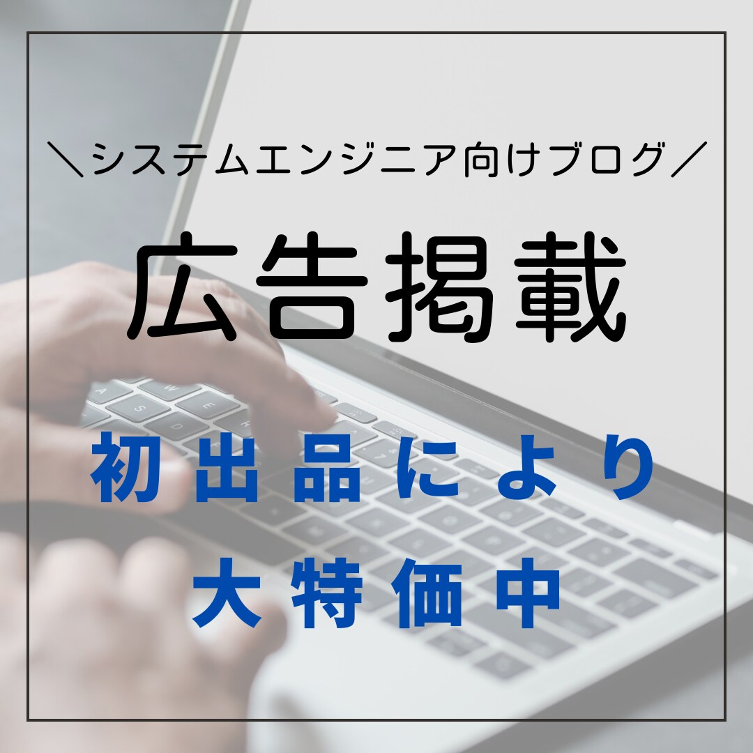 初出品特価!100万PVブログで広告掲載します エンジニア向けブログです。層：20～30代が半数以上 イメージ1