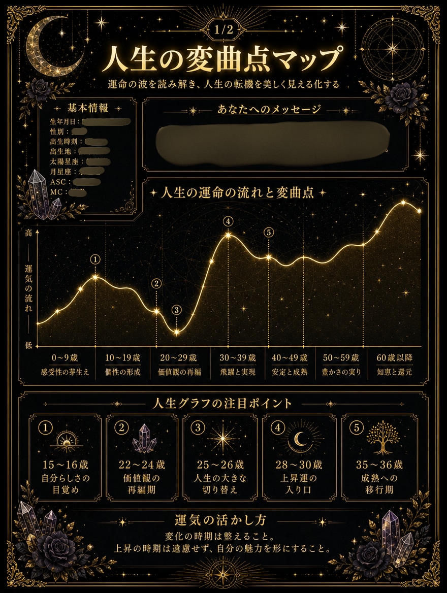 西洋占星術｜恋愛・仕事・金運等人生をグラフにします ホロスコープをもとにあなた専用の人生グラフを作成 イメージ2