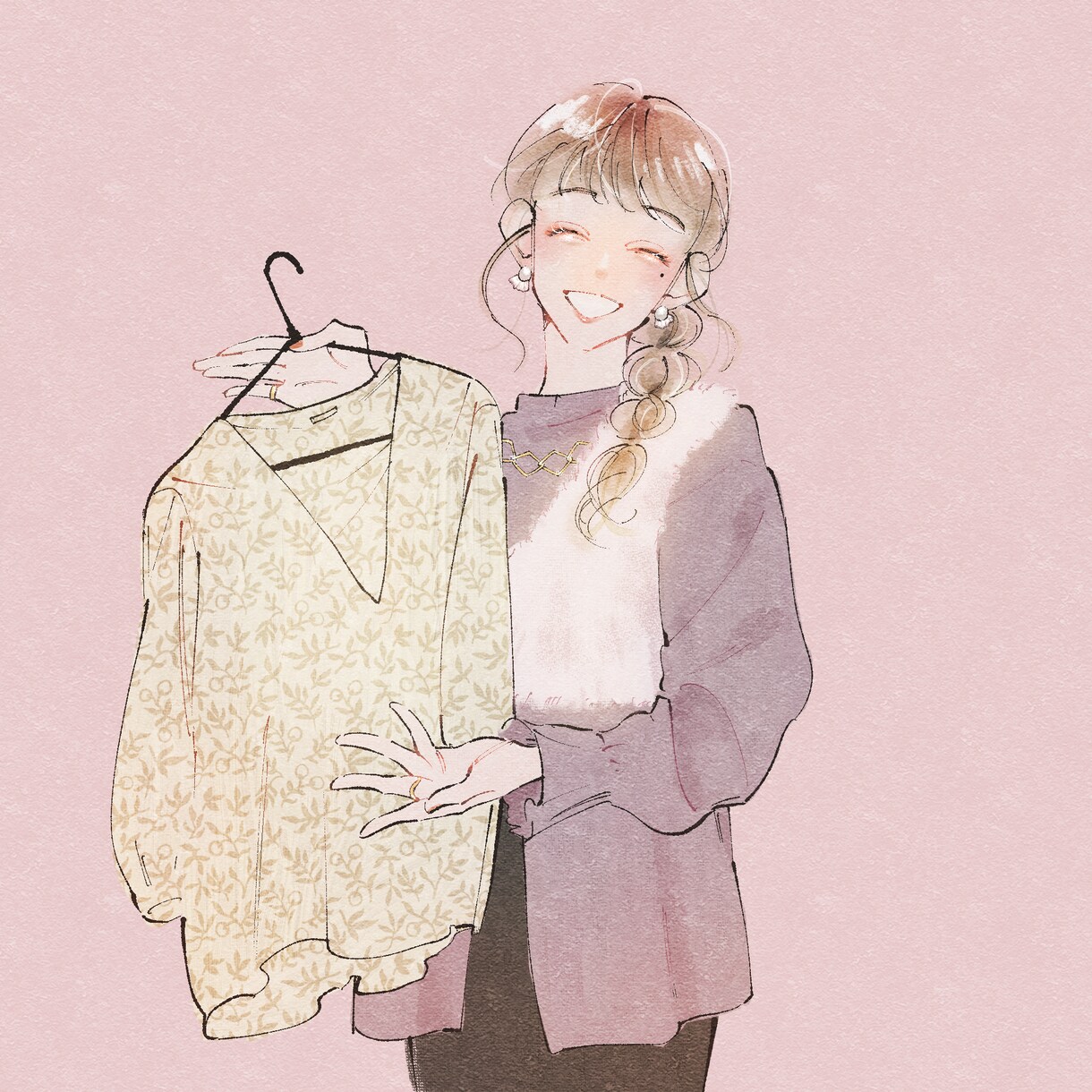 ふんわりおしゃれな女性SNSアイコンを描きます 女性の表情、仕草、ファッション、髪型にこだわったイラスト制作 イメージ6