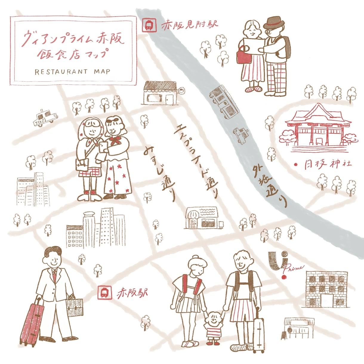 手書きイラストのマップ作ります 観光マップや、案内図優しいタッチで描きます イメージ1