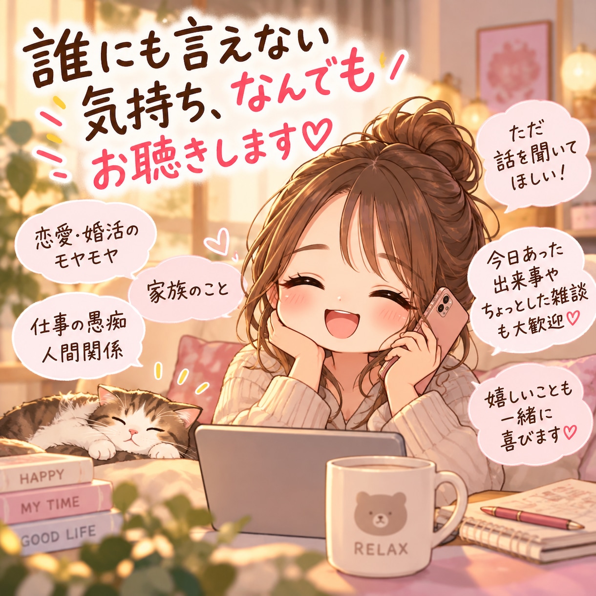誰にも言えないモヤモヤ、優しくお聴きします 誰にも言えないモヤモヤ、否定せず優しく聴きます イメージ1