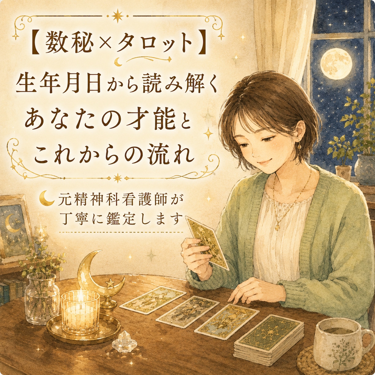 数秘術とタロットで才能と流れを鑑定します 元精神科看護師が、言葉で丁寧に寄り添う鑑定書をお届け イメージ1