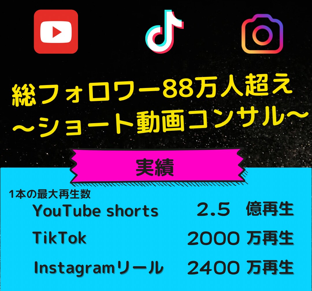 総フォロワー88万人！SNSコンサルいたします TikTok、Instagramのショート動画コンサルです！ イメージ1
