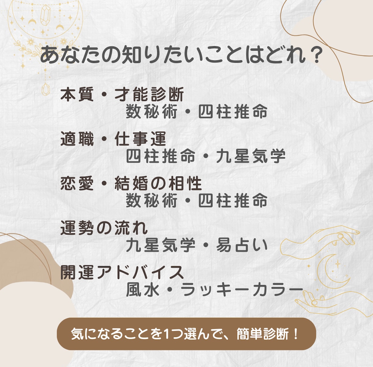 初回限定《ワンコイン》1テーマ本格診断します ご縁の入り口に♪試して納得のプロ鑑定を、まずはこの価格で。 イメージ2