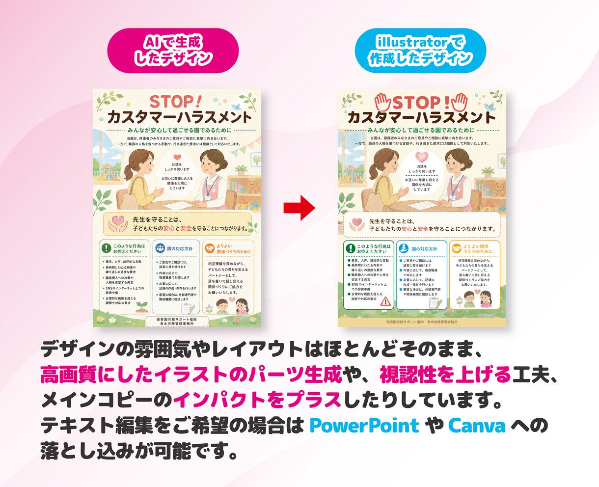 AIで作成したチラシを、印刷入稿データ化します AIで作ったイメージそのまま！綺麗に整えます。 イメージ3