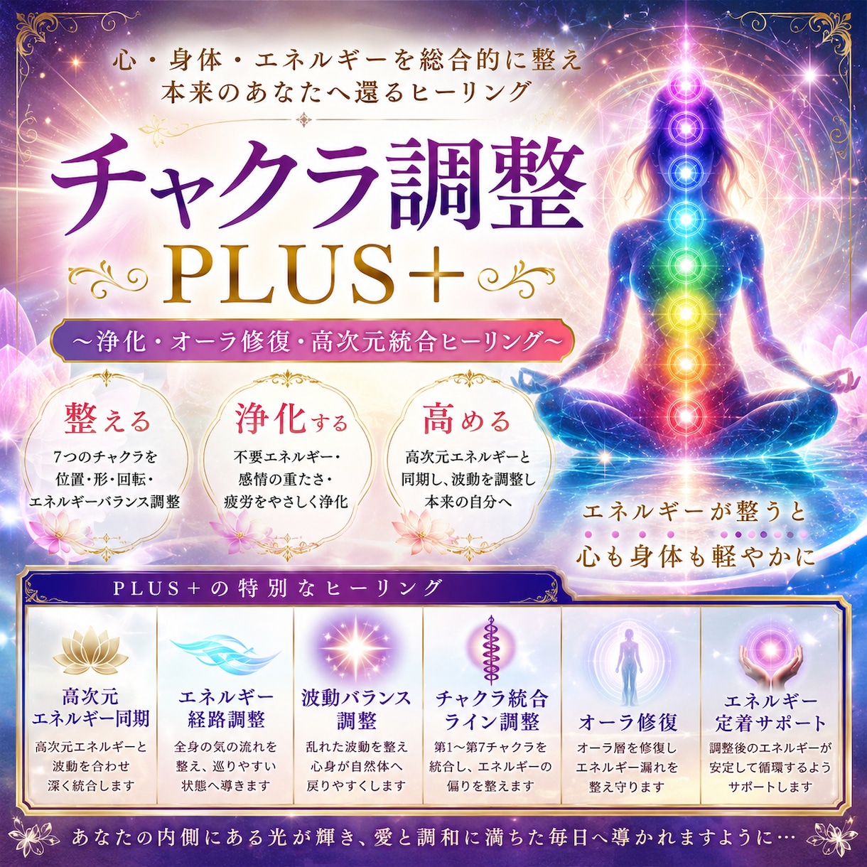 究極チャクラ調整PLUS＋ヒーリングで癒します 心身・浄化・オーラ修復・エネルギー総合調整し本来のあなたへ イメージ1