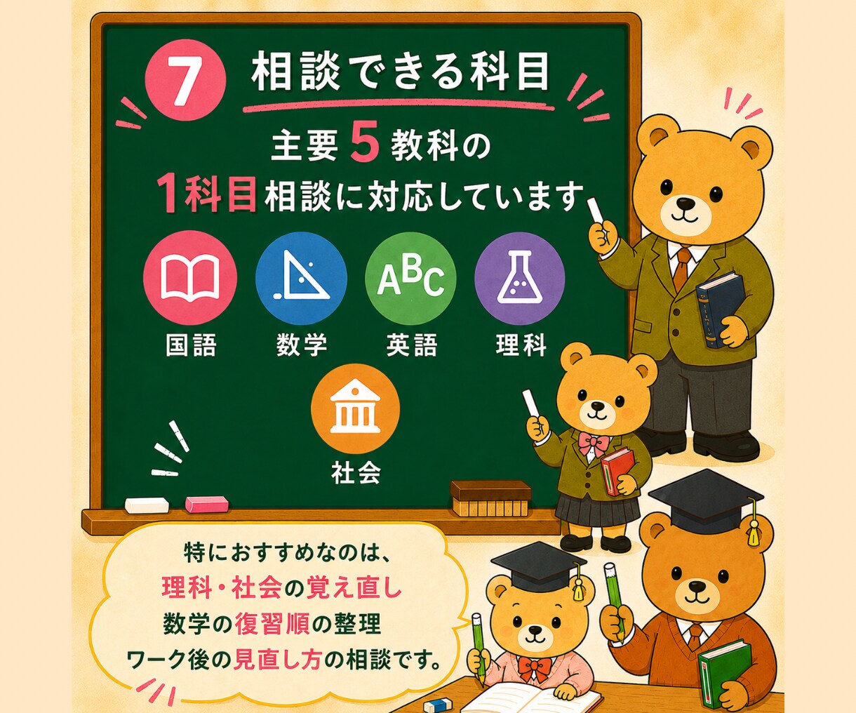 1科目のテスト勉強の進め方を30分で決めます 直前に止まりやすい１科目にしぼって整理します。 イメージ7