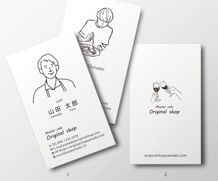 あなたの魅力を伝えるプロモーション名刺作ります 100枚両面印刷送料込☆シンプル似顔絵名刺 イメージ2