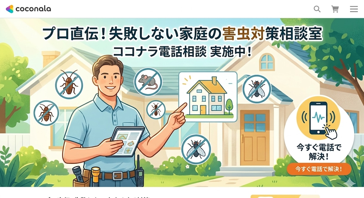 3名様まで！害虫駆除、防除アドバイスをします 現役が直伝！無駄な業者費用を抑える家庭の防虫対策 イメージ1